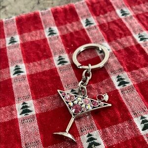 Coach Silver and Pink Cocktail Keychain